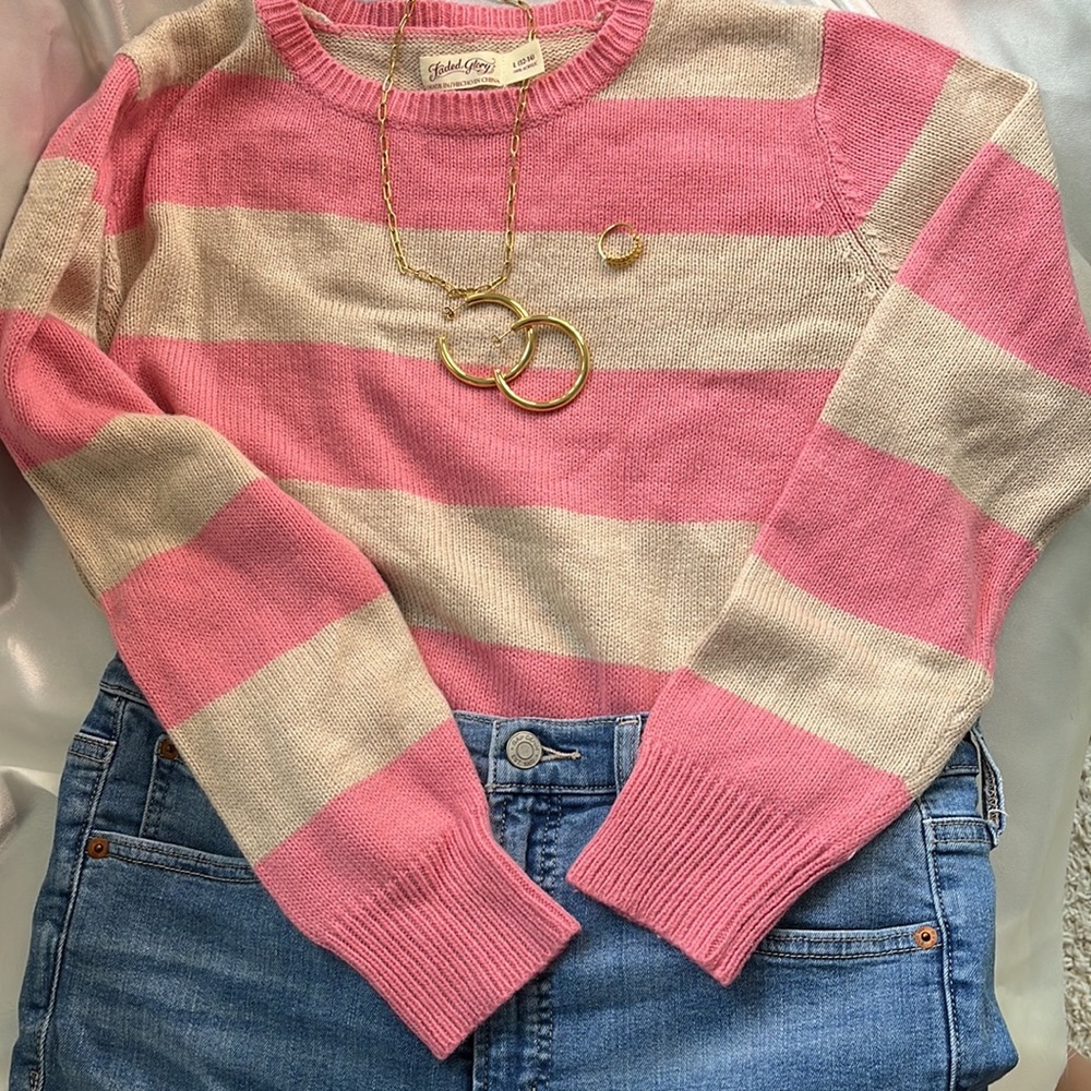 Pink and beige stripped sweater